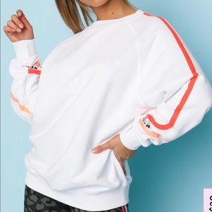 White Fox Boutique White Sweatshirt with Red Accents